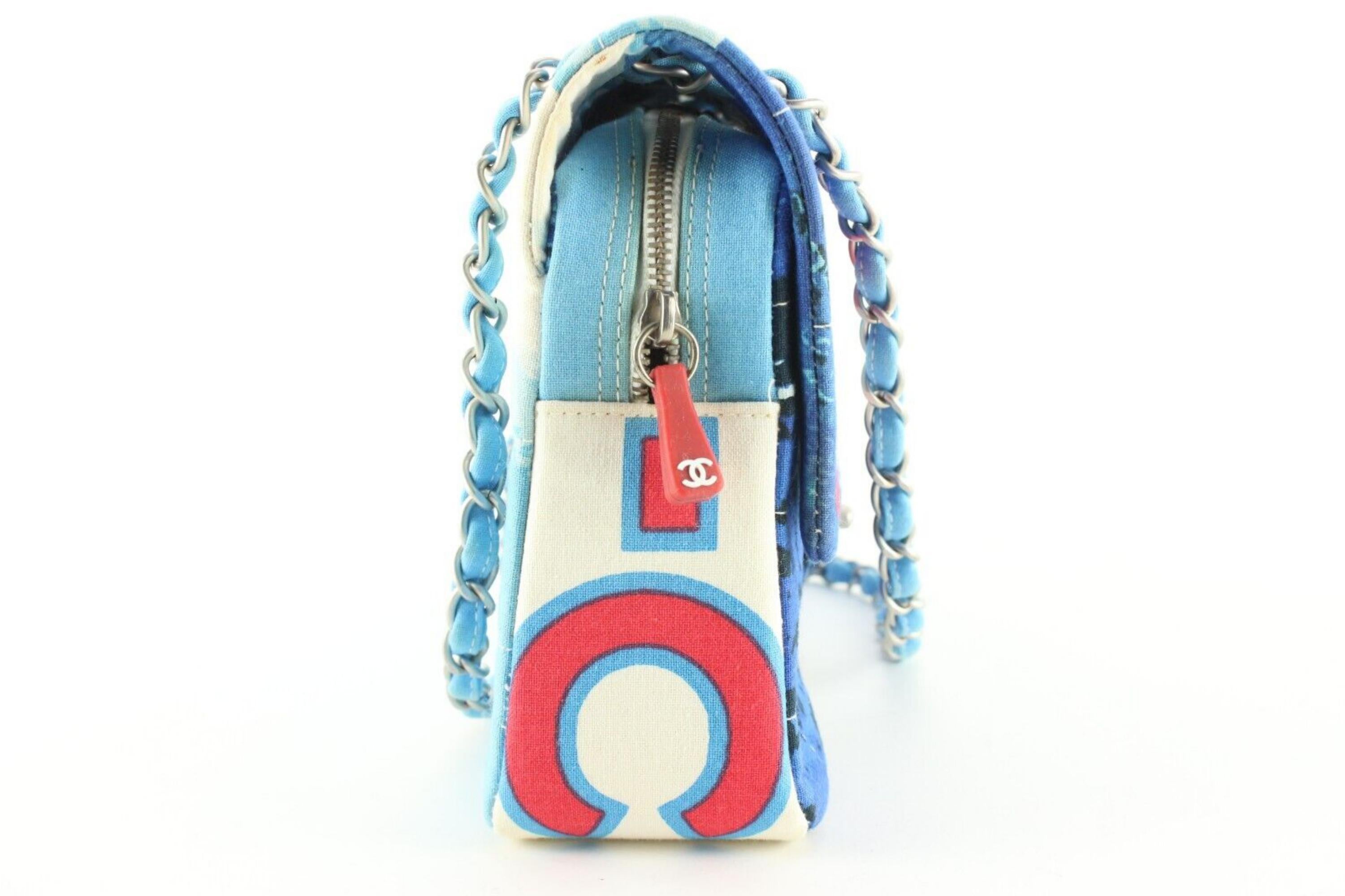 Women's Chanel Wave Surf Large Classic Flap SHW Blue White Red 1C0130
