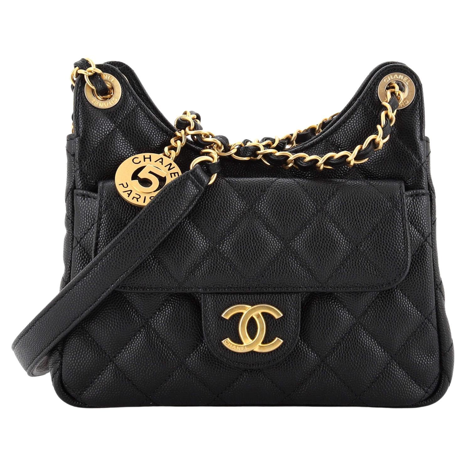 Chanel Wavy CC Hobo Quilted Caviar Small at 1stDibs