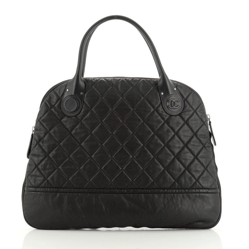 Chanel Weekender Bag Quilted Coated Canvas Horizontal 2