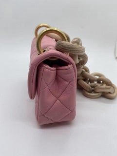 Chanel Wenge Mini Quilted Wood Square Flap Bag Pink Shoulder Bag