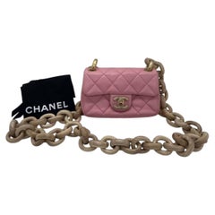 Chanel Wenge Mini Quilted Wood Square Flap Bag Pink Shoulder Bag