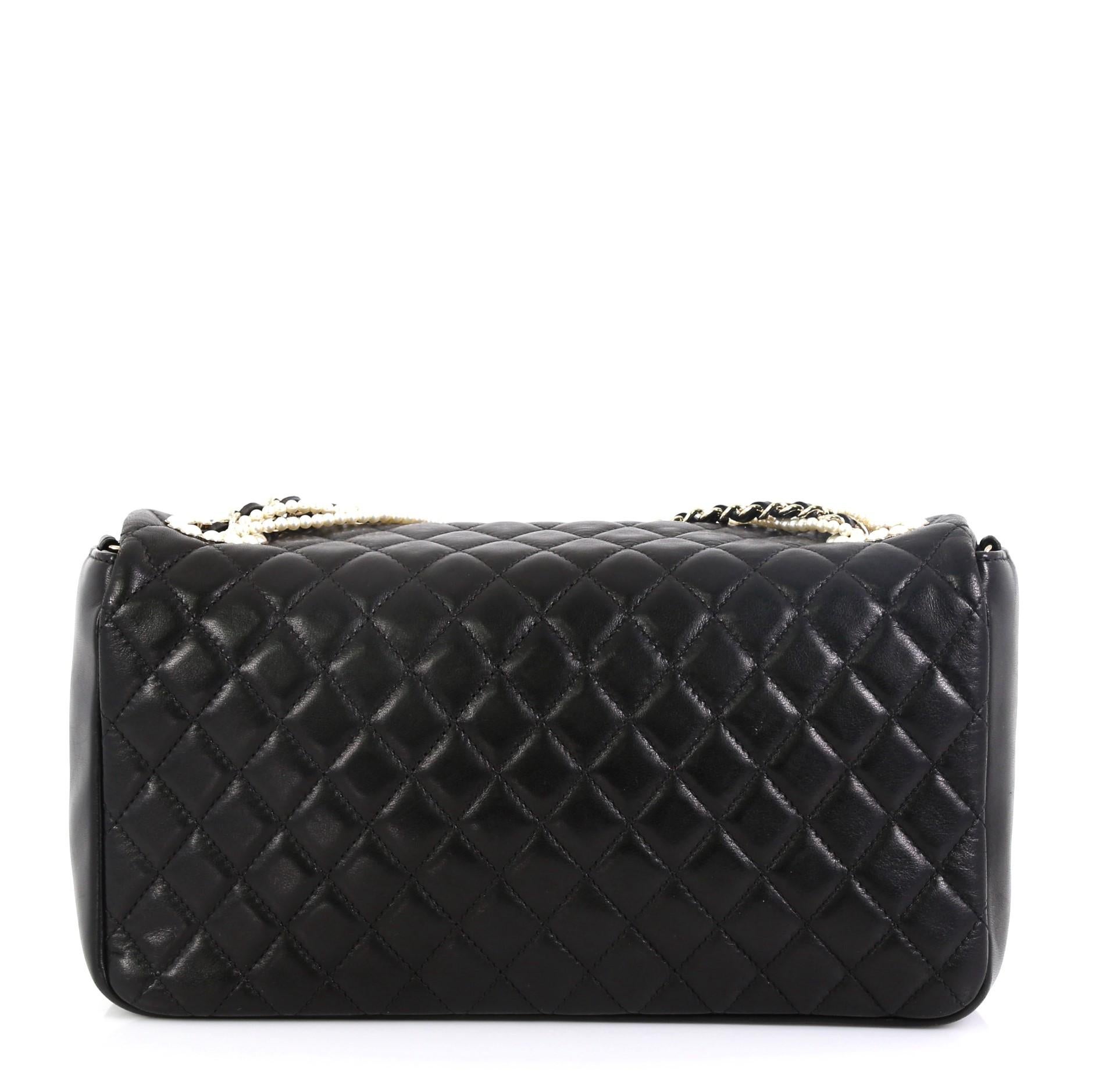 Chanel Westminster Pearl Chain Flap Bag Quilted Lambskin Medium In Good Condition In NY, NY