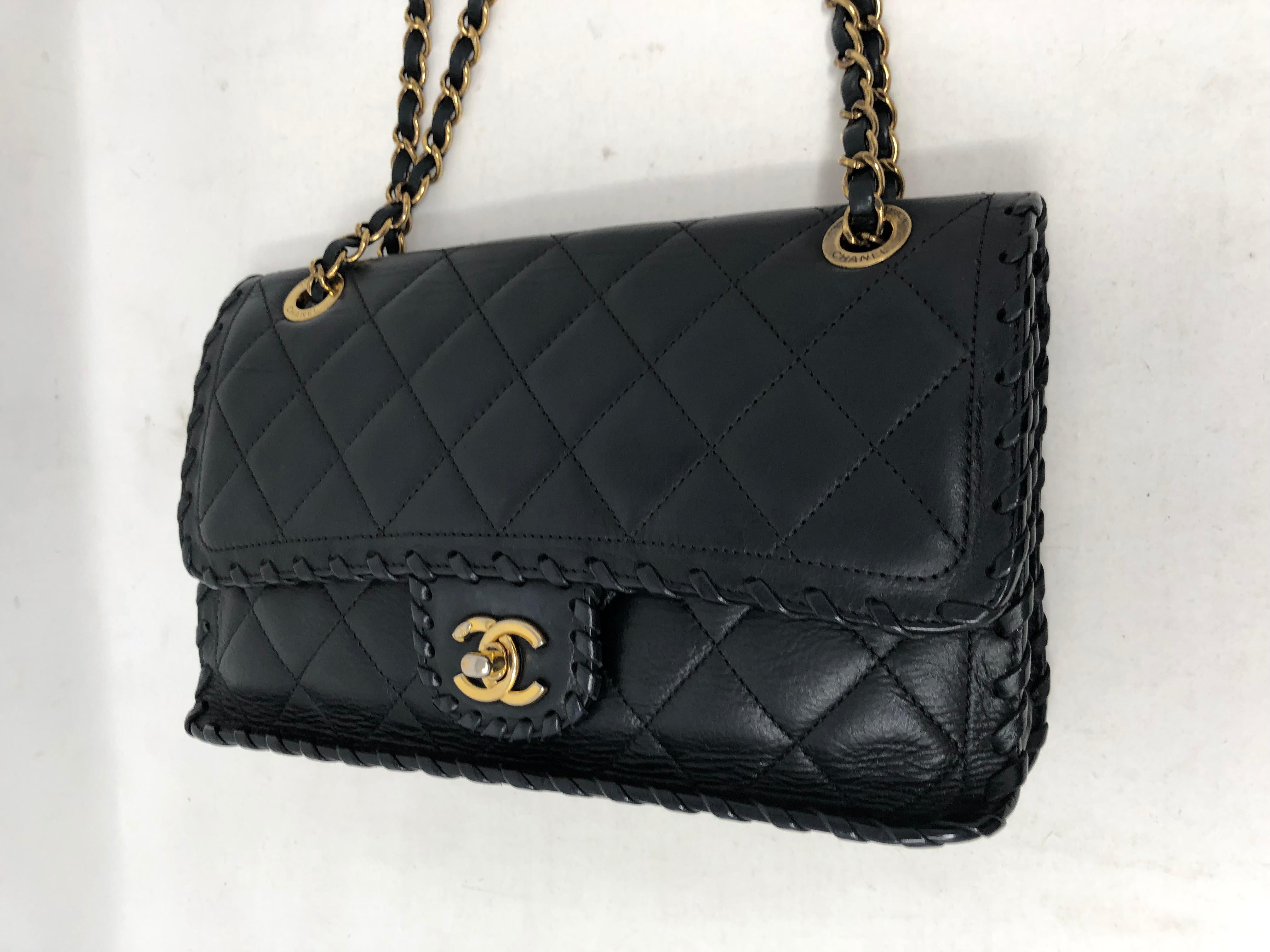 Black Chanel Whipstitch Classic Flap Bag