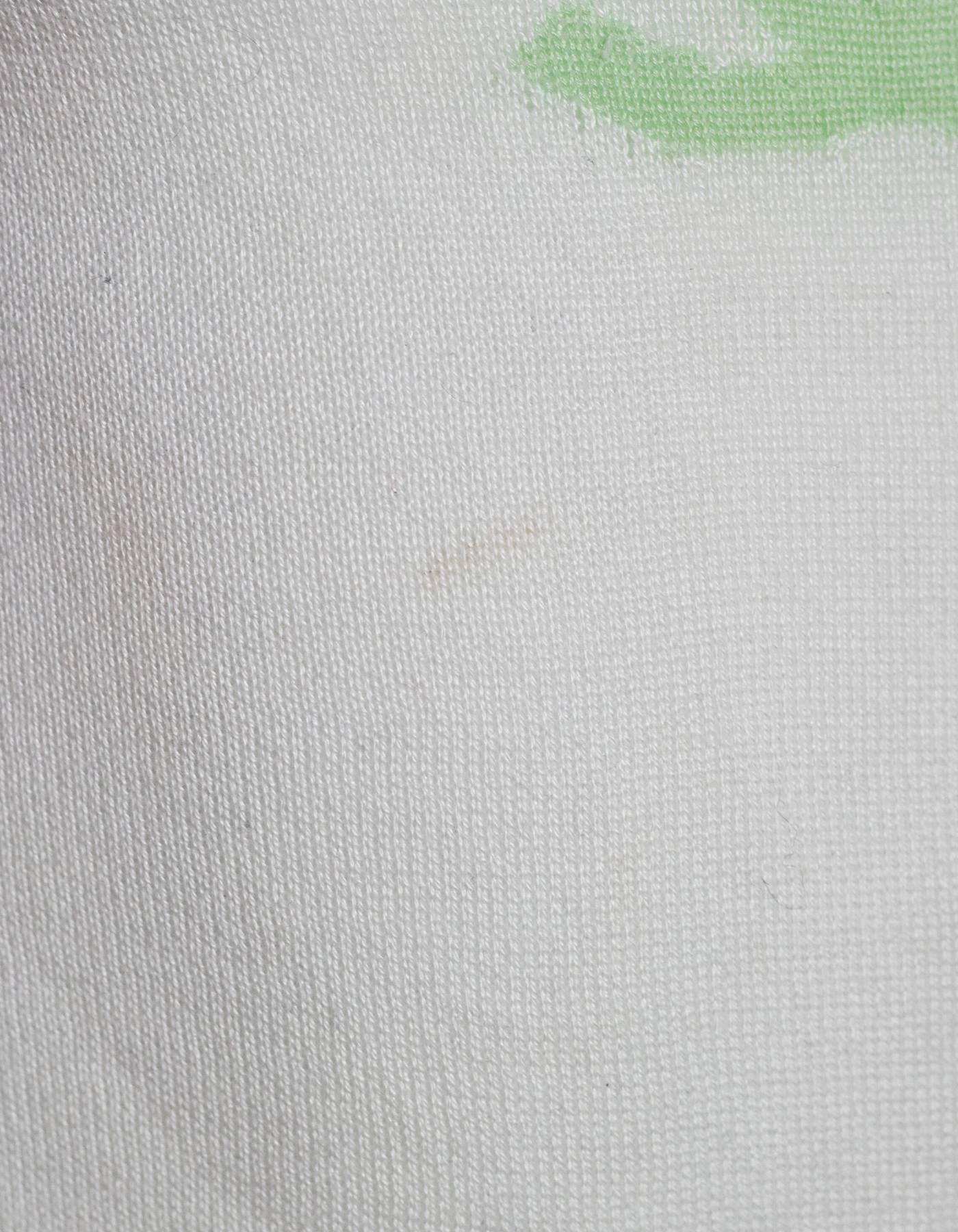 Chanel White & Green Silk CC Top Sz FR42 In Good Condition In New York, NY