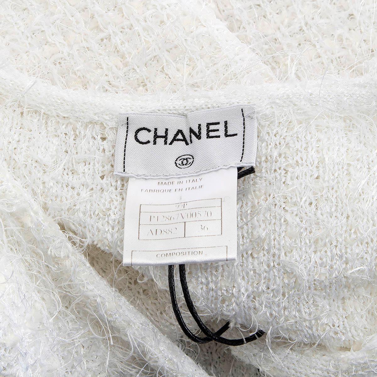 CHANEL white 1999 99P FUZZY Twinset Sweater 36 XS For Sale 2