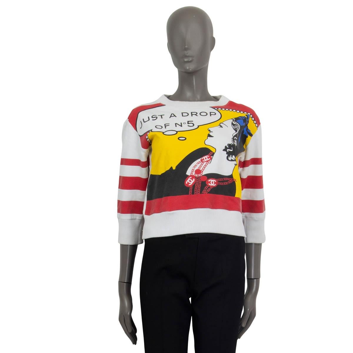 CHANEL white 2001 JUST A DROP OF NO 5 POP ART Sweater 40 M