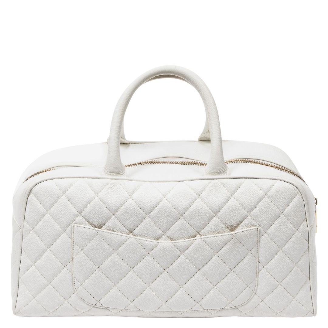 Chanel White 2003 CC Medium Top Handle Bag In Good Condition For Sale In Atlanta, GA
