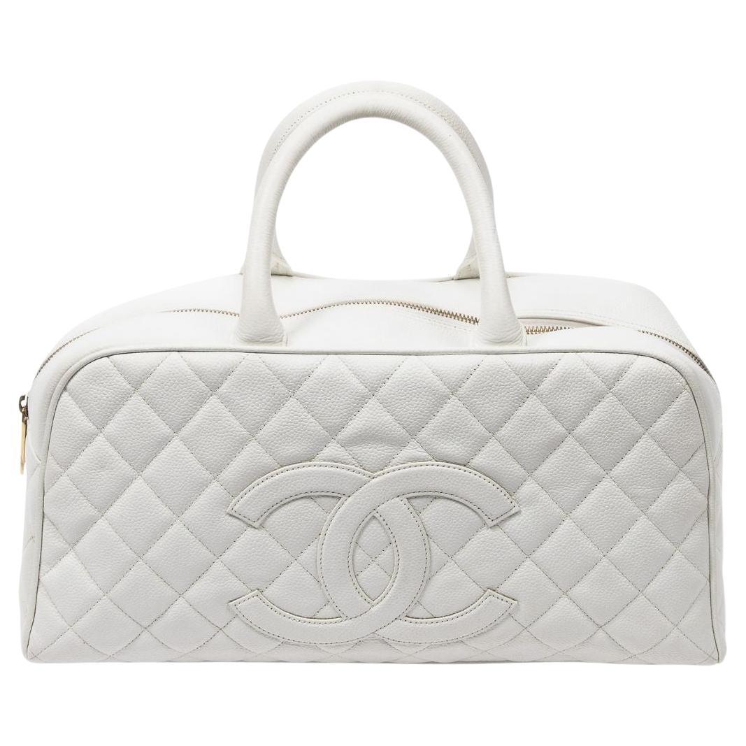 Chanel White 2003 CC Medium Top Handle Bag For Sale
