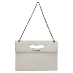 Chanel White 2014 Cutout Handle Quilted Flap Bag