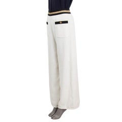 CHANEL white 2019 19C LA PAUSA TERRYCLOTH WIDE LEG Pants 38 S
