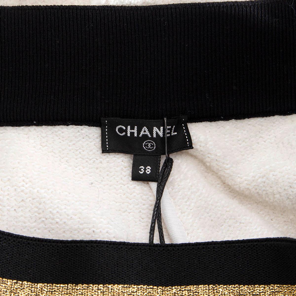 CHANEL white 2019 19C LA PAUSA TERRYCLOTH WIDE LEG Pants 38 S For Sale 1