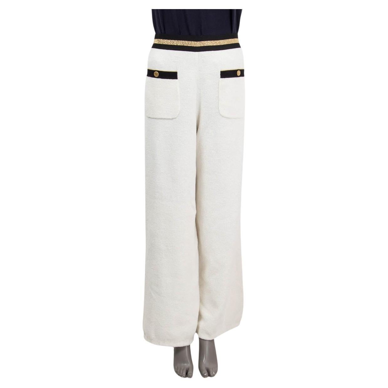 CHANEL Pantalon blanc à lèvre drapé TERRYCLOTH LA PAUSA, Taille 38 S, 2019 en vente