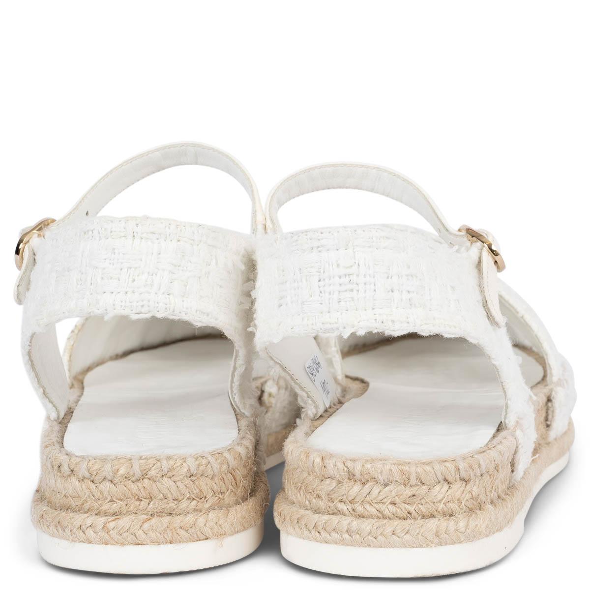 CHANEL white 2020 20P TWEED ESPADRILLES Shoes 39 For Sale 1