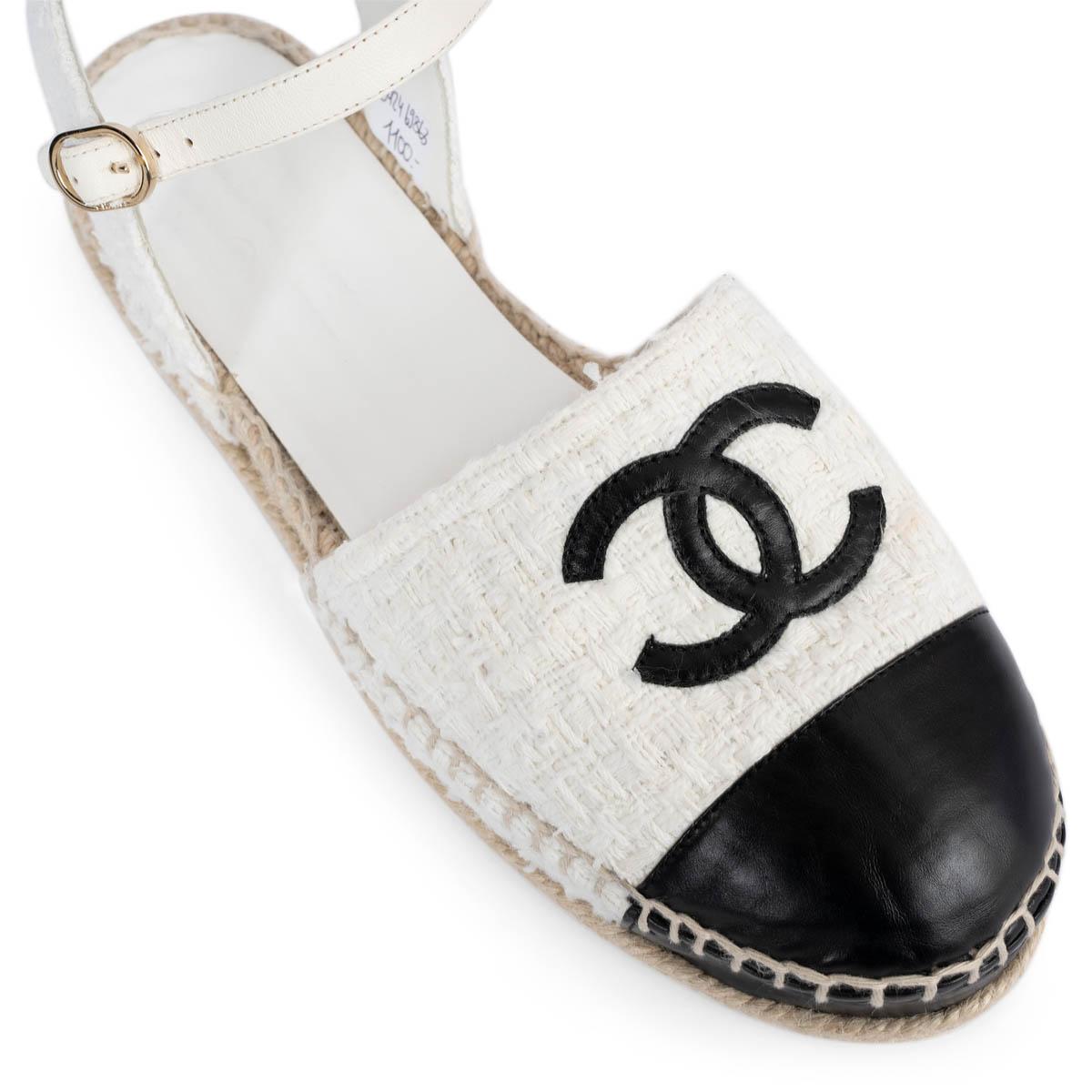 CHANEL white 2020 20P TWEED ESPADRILLES Shoes 39 For Sale 3