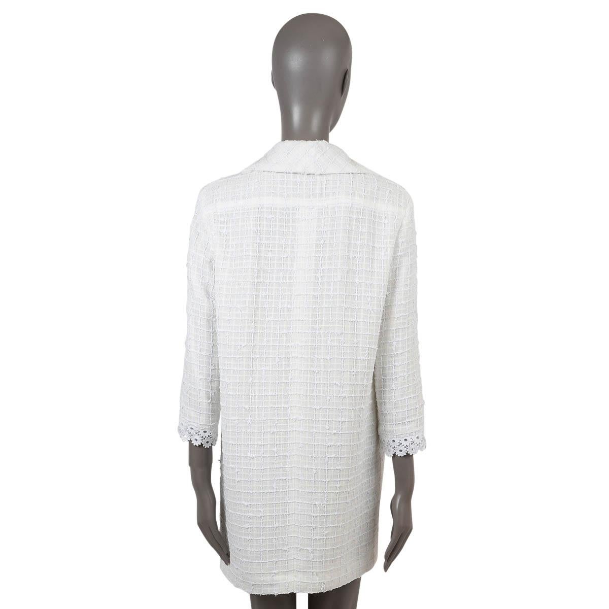 Women's CHANEL white 2021 21C CAPRI LACE TRIM TWEED SHIRT Dress 42 L For Sale
