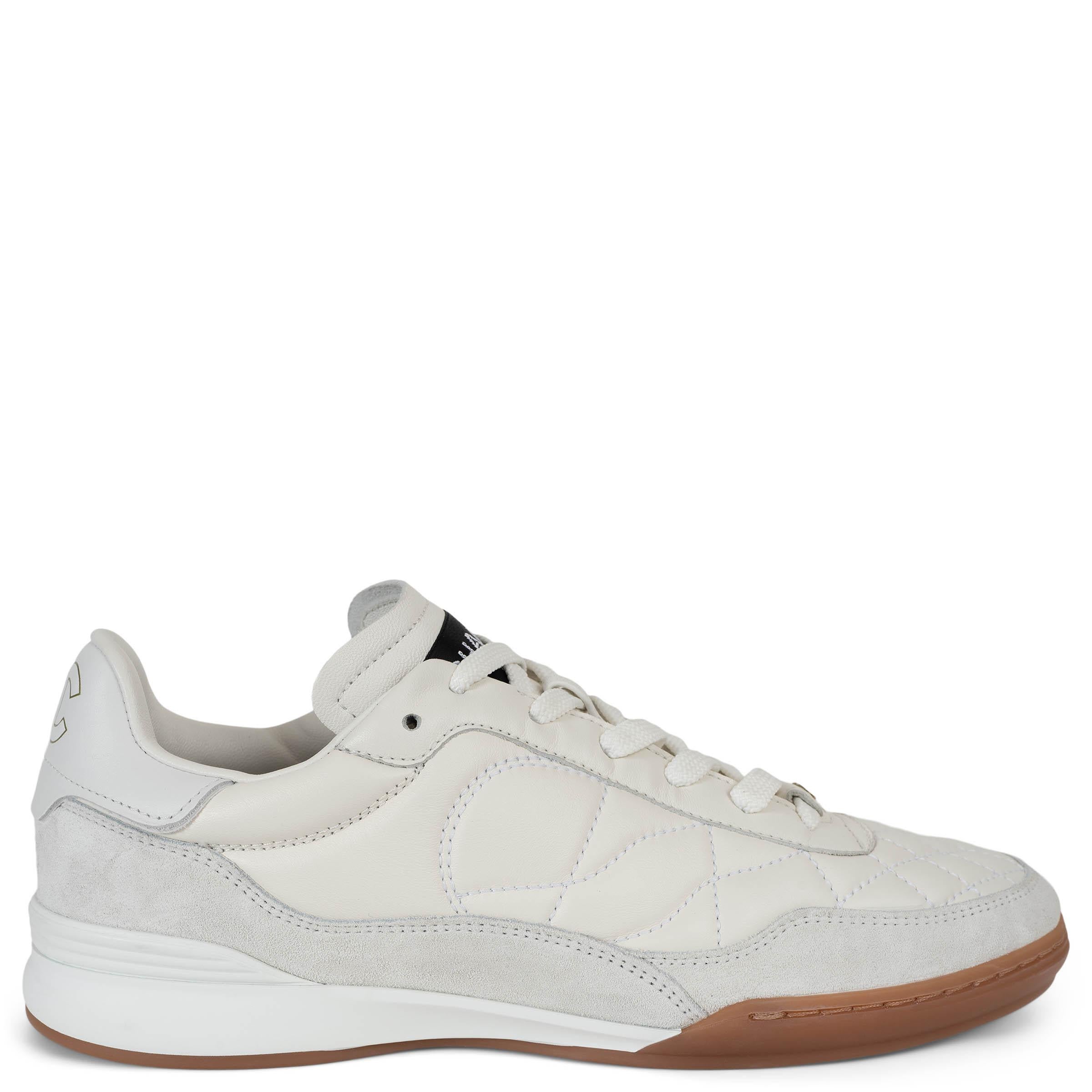 CHANEL white 23K LEATHER & SUEDE LOW TOP Sneakers Shoes 38