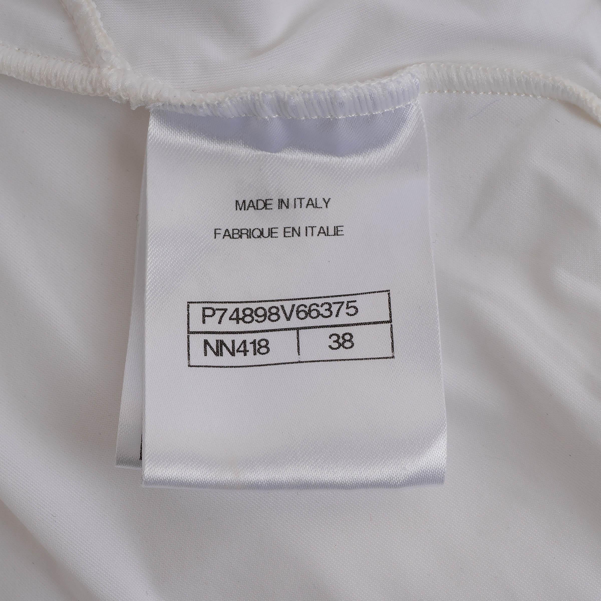CHANEL white 23S RUFFLED ALL-OVER LOGO RUNWAY Swimsuit 38 S 3