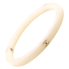 Chanel White Acrylic CC Bangle Bracelet