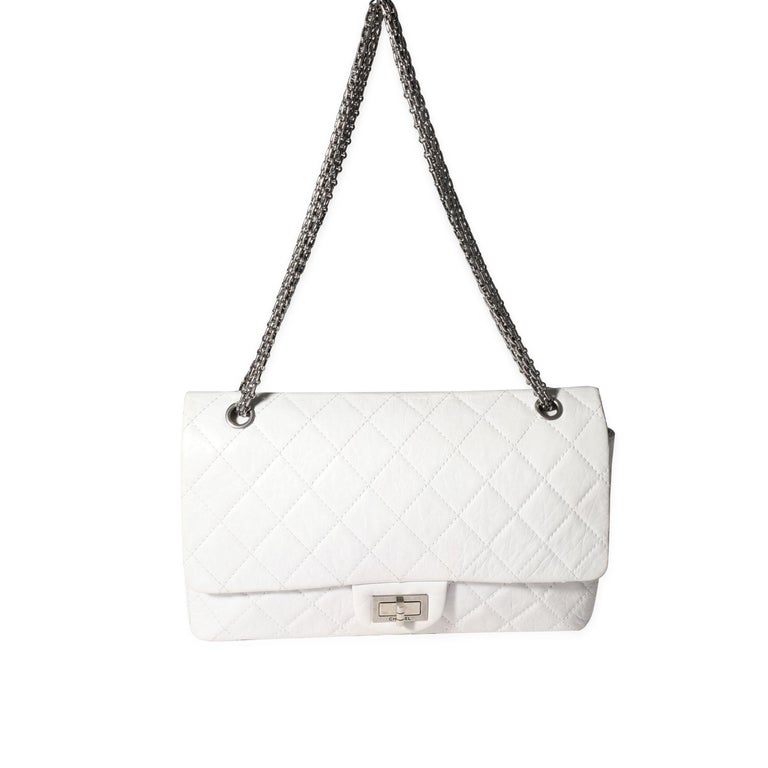Chanel White Aged Calfskin Quilted 2.55 Reissue 227 Flap For Sale at  1stDibs