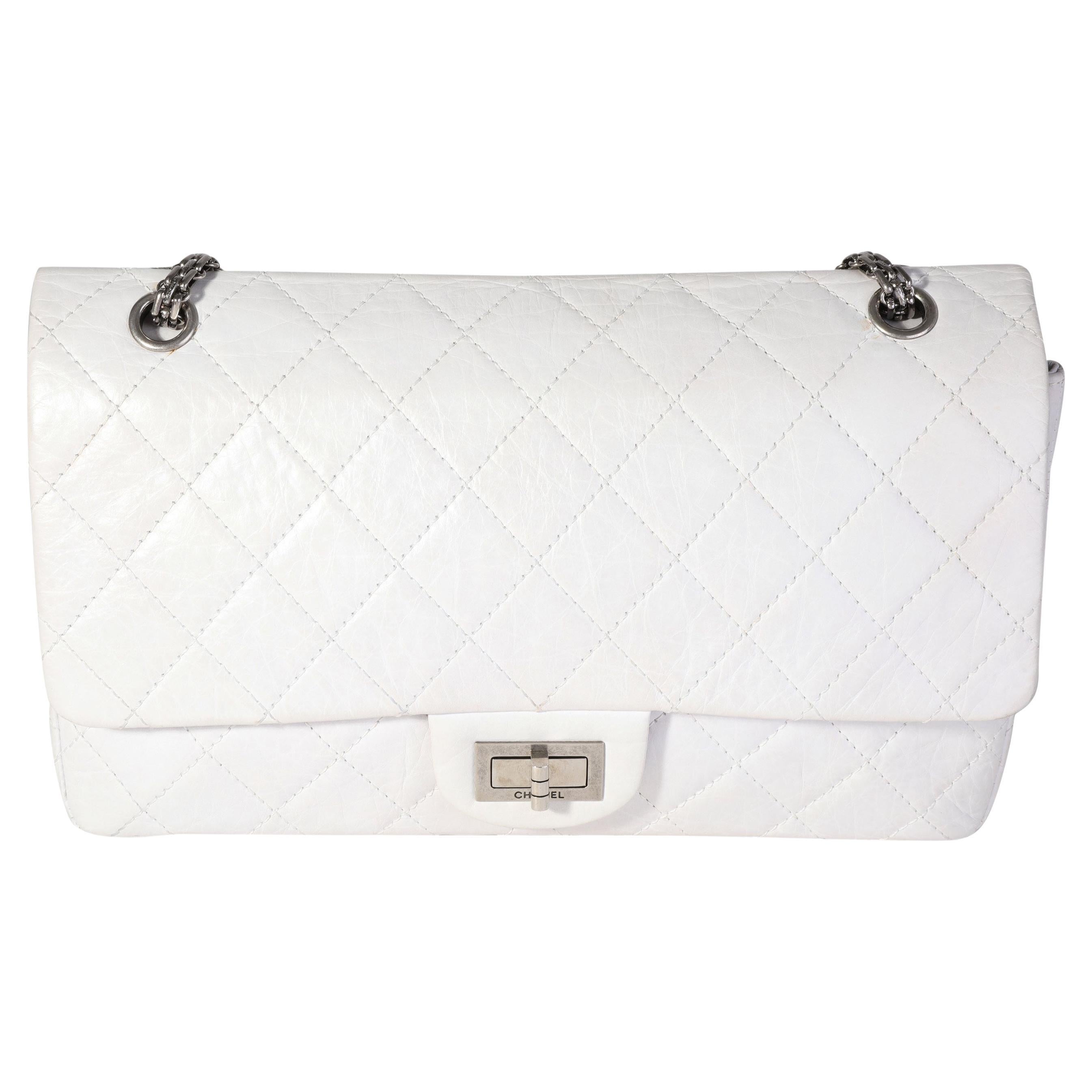 Chanel White Aged Calfskin Quilted  Reissue 227 Flap For Sale at 1stDibs