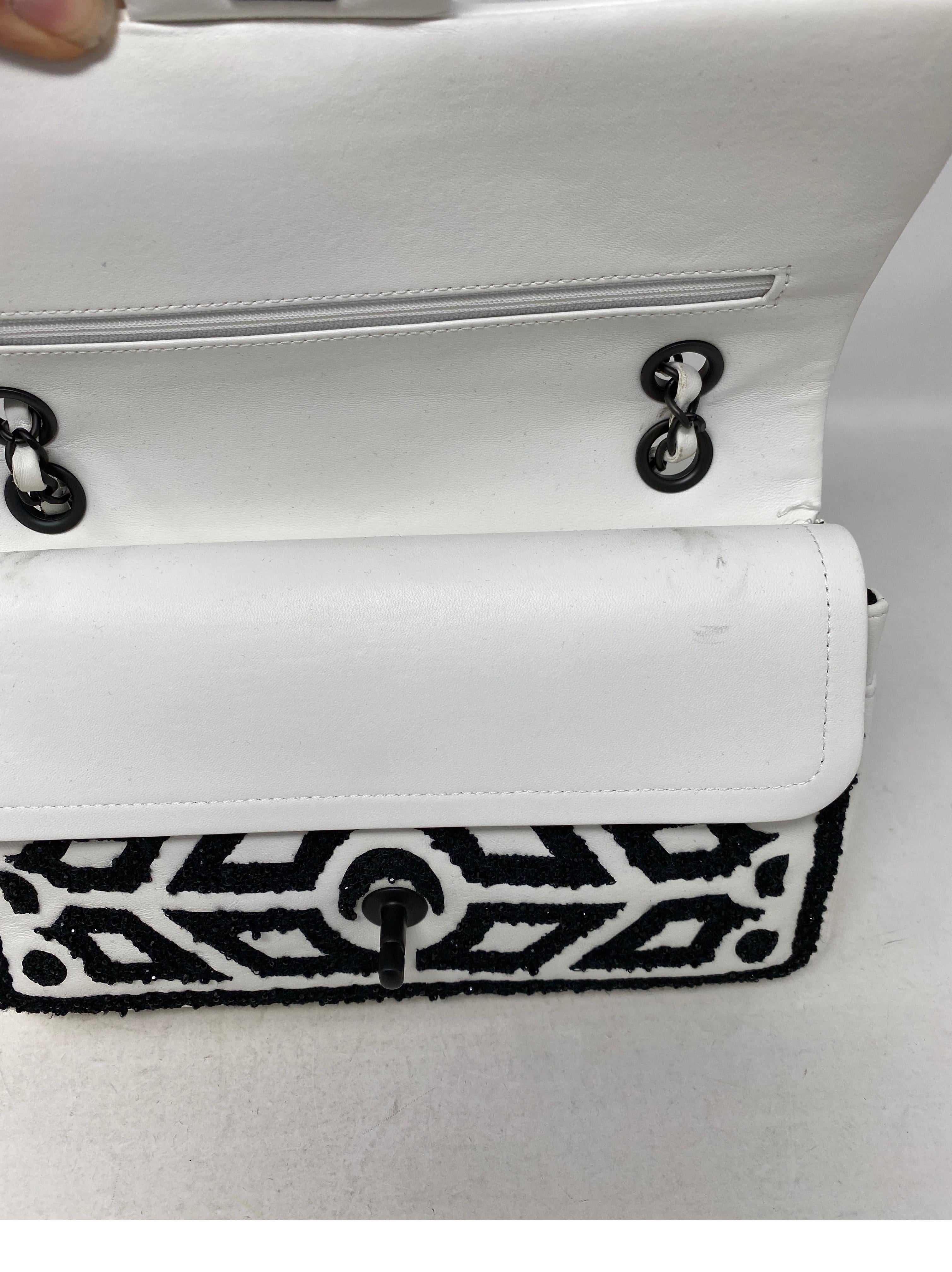 Chanel White and Black Double Flap Bag 9