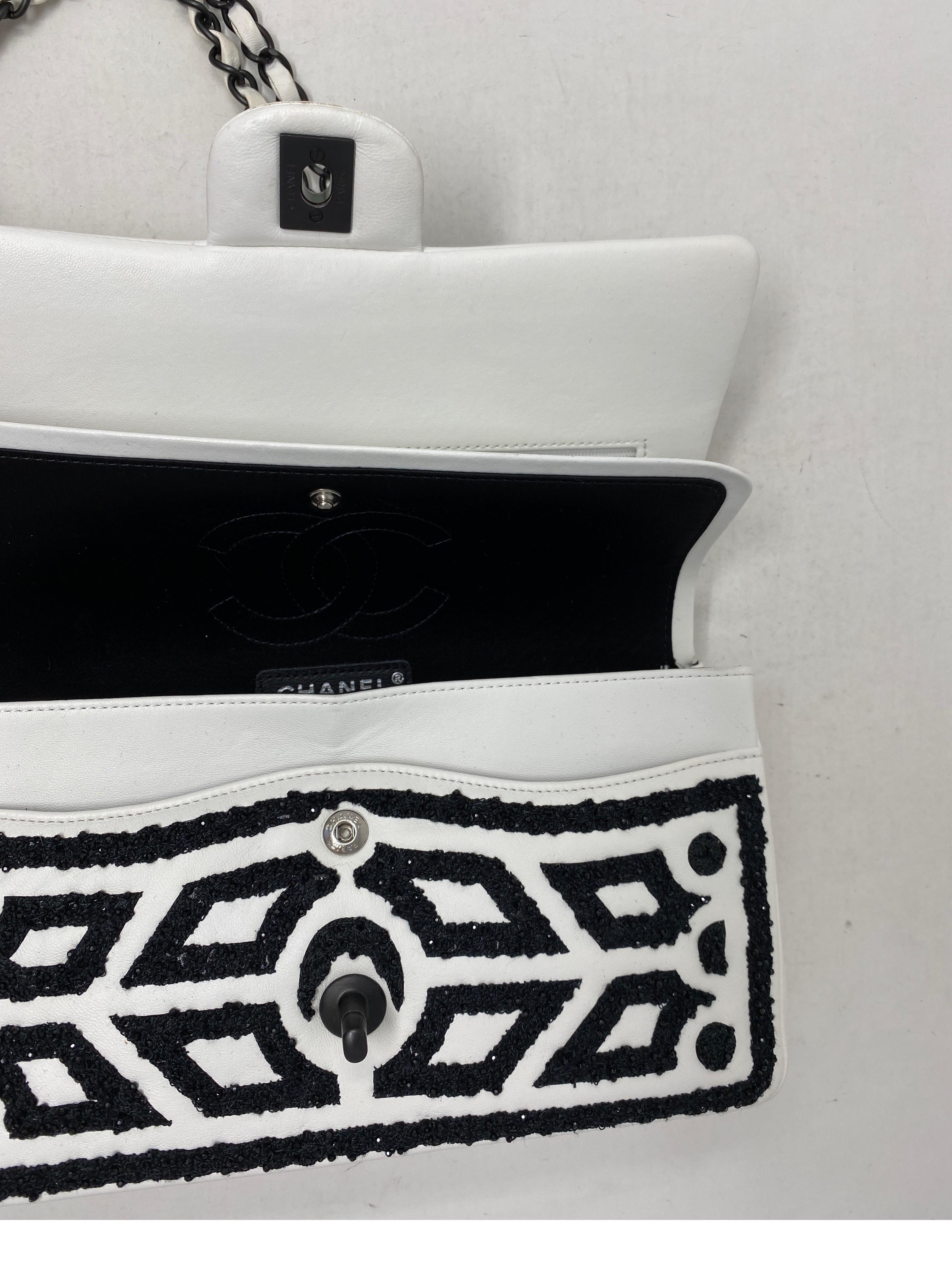 Chanel White and Black Double Flap Bag 10