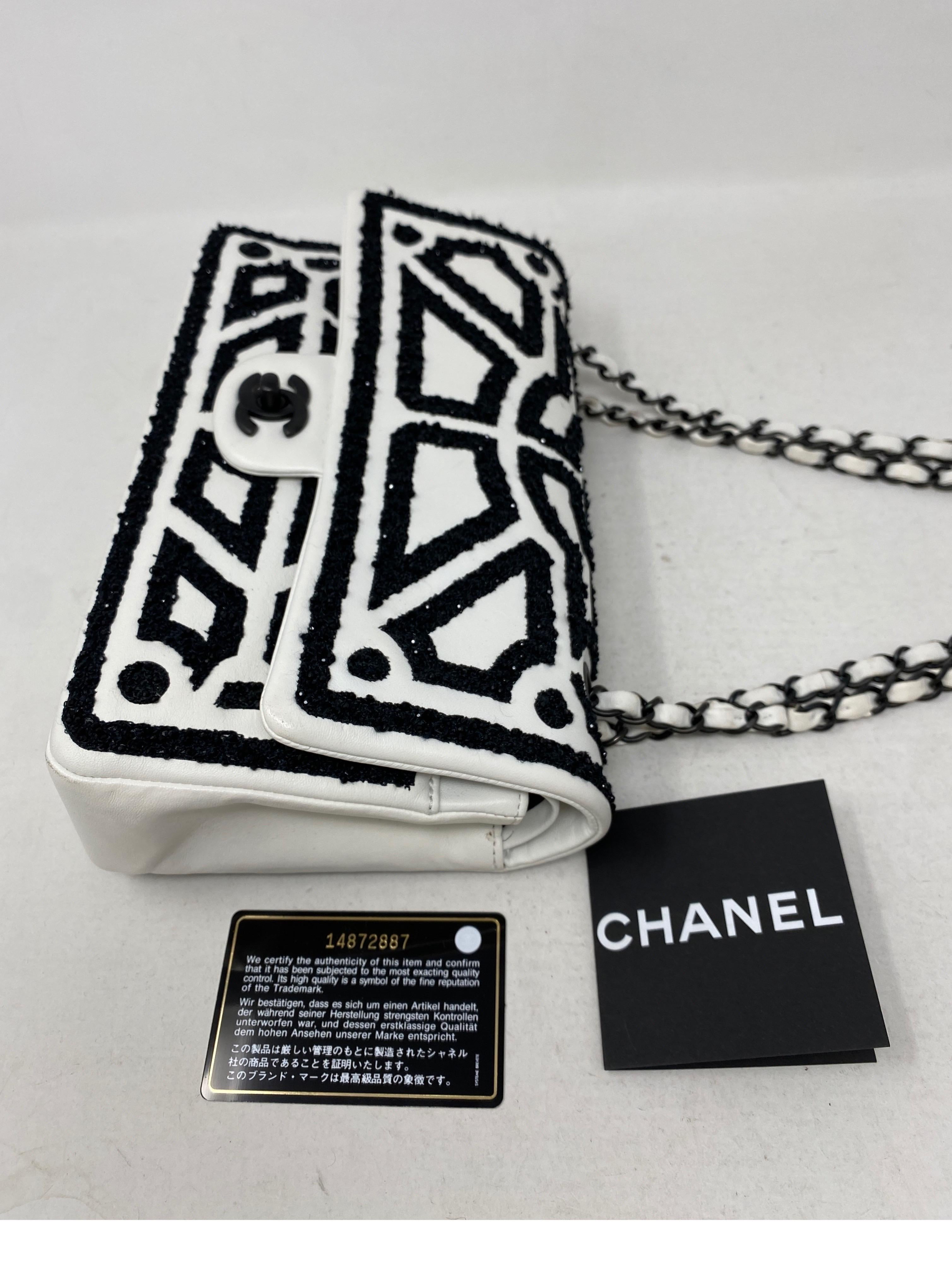 Chanel White and Black Double Flap Bag 14