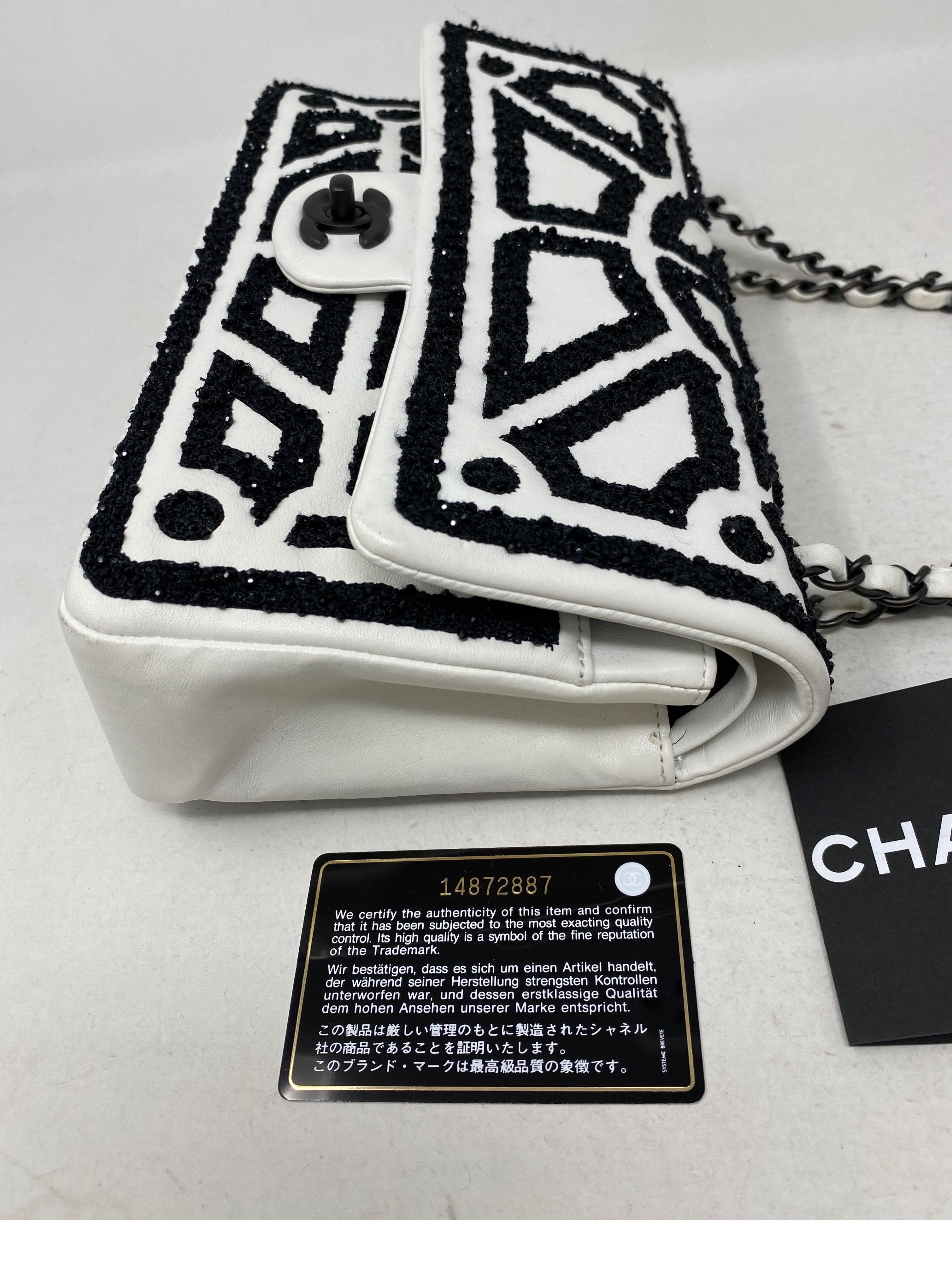 Chanel White and Black Double Flap Bag 15