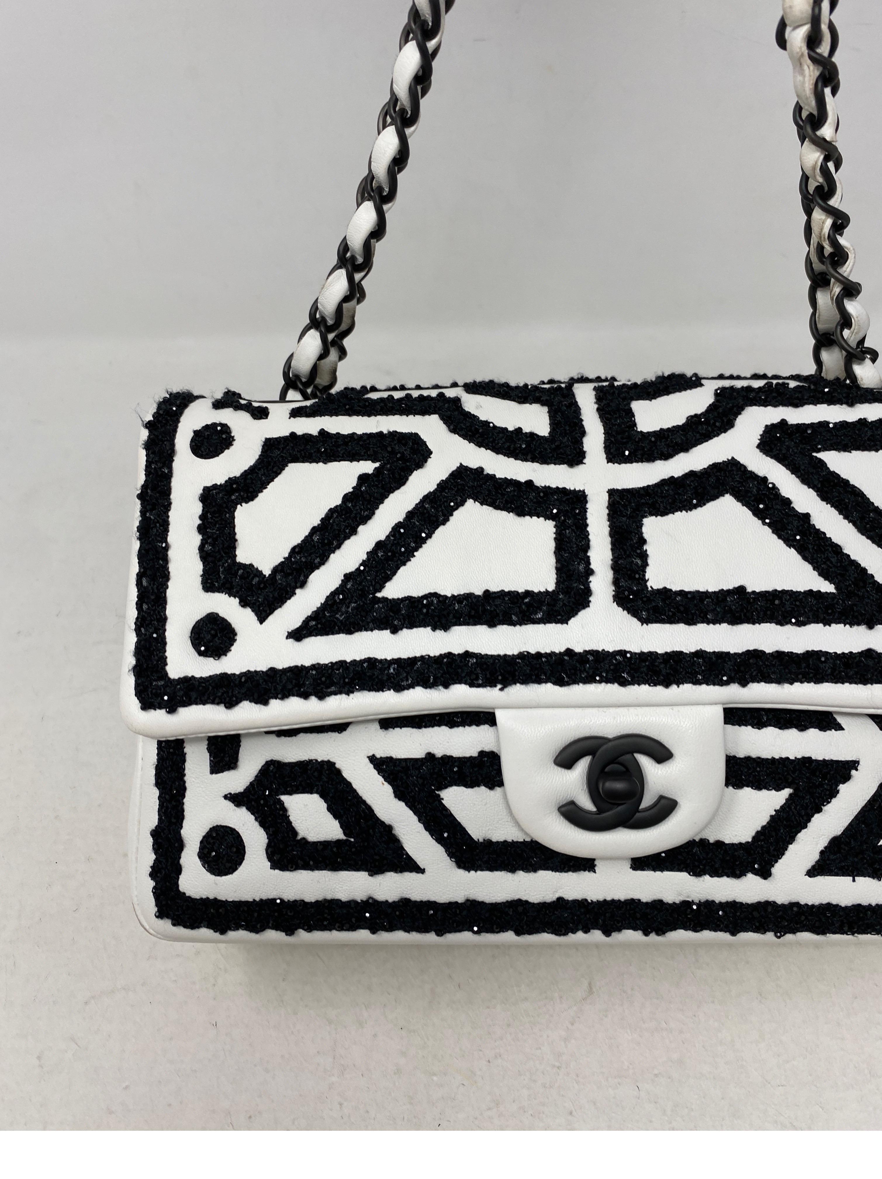 Women's or Men's Chanel White and Black Double Flap Bag