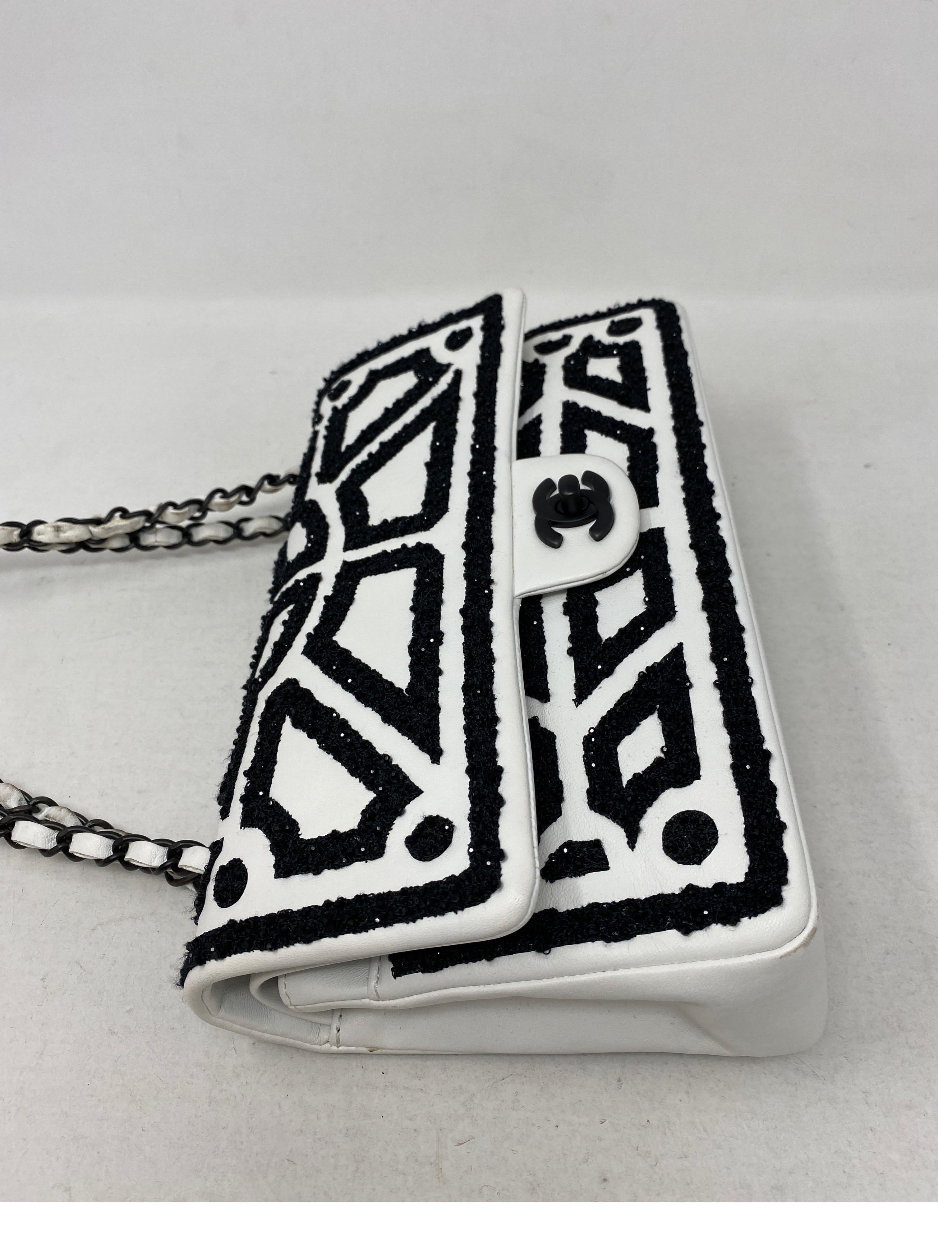 Chanel White and Black Double Flap Bag 5