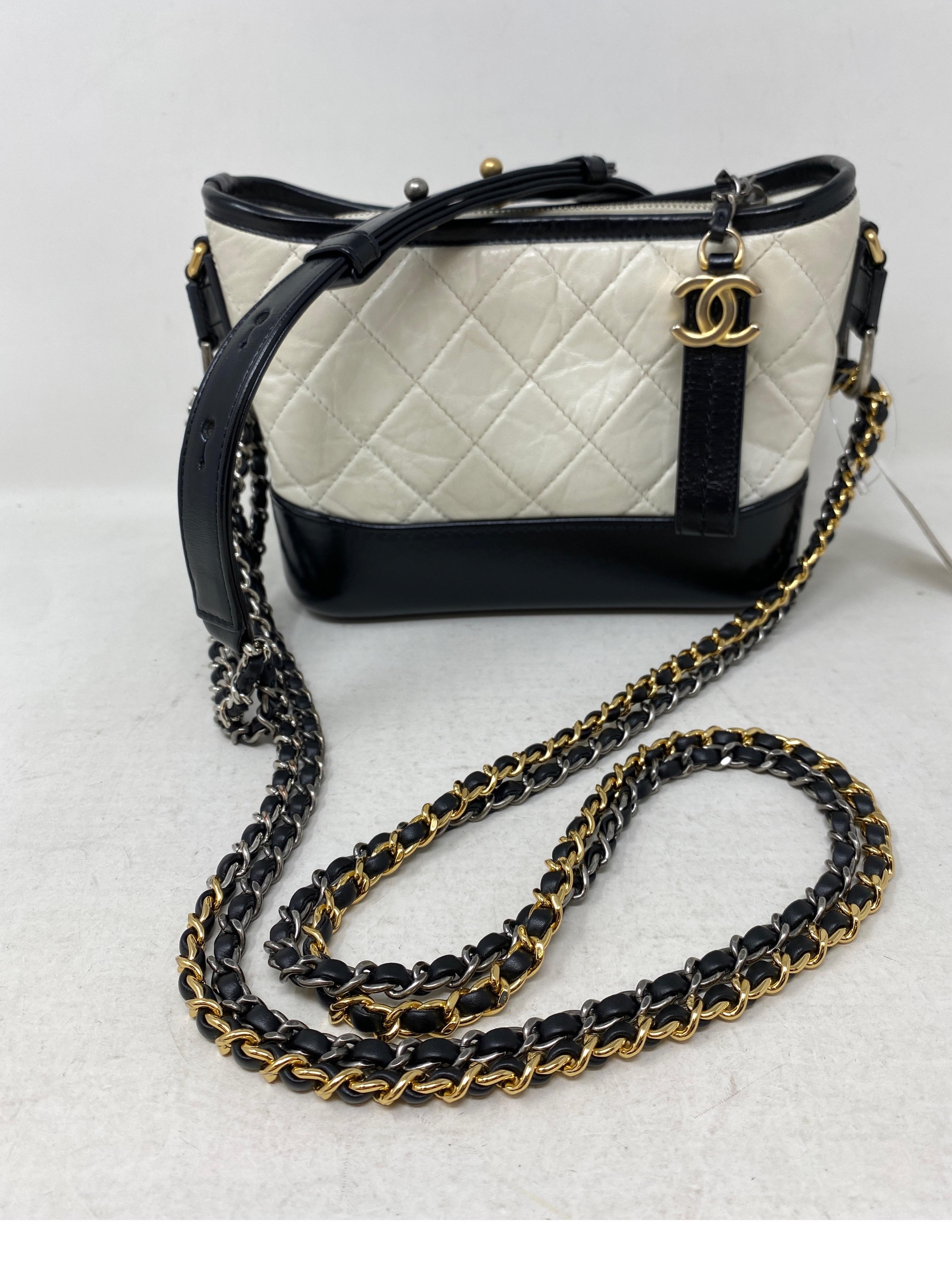 Chanel White and Black Gabrielle Bag  In Excellent Condition In Athens, GA
