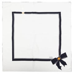 Chanel White and Black ribbon Silk Scarf