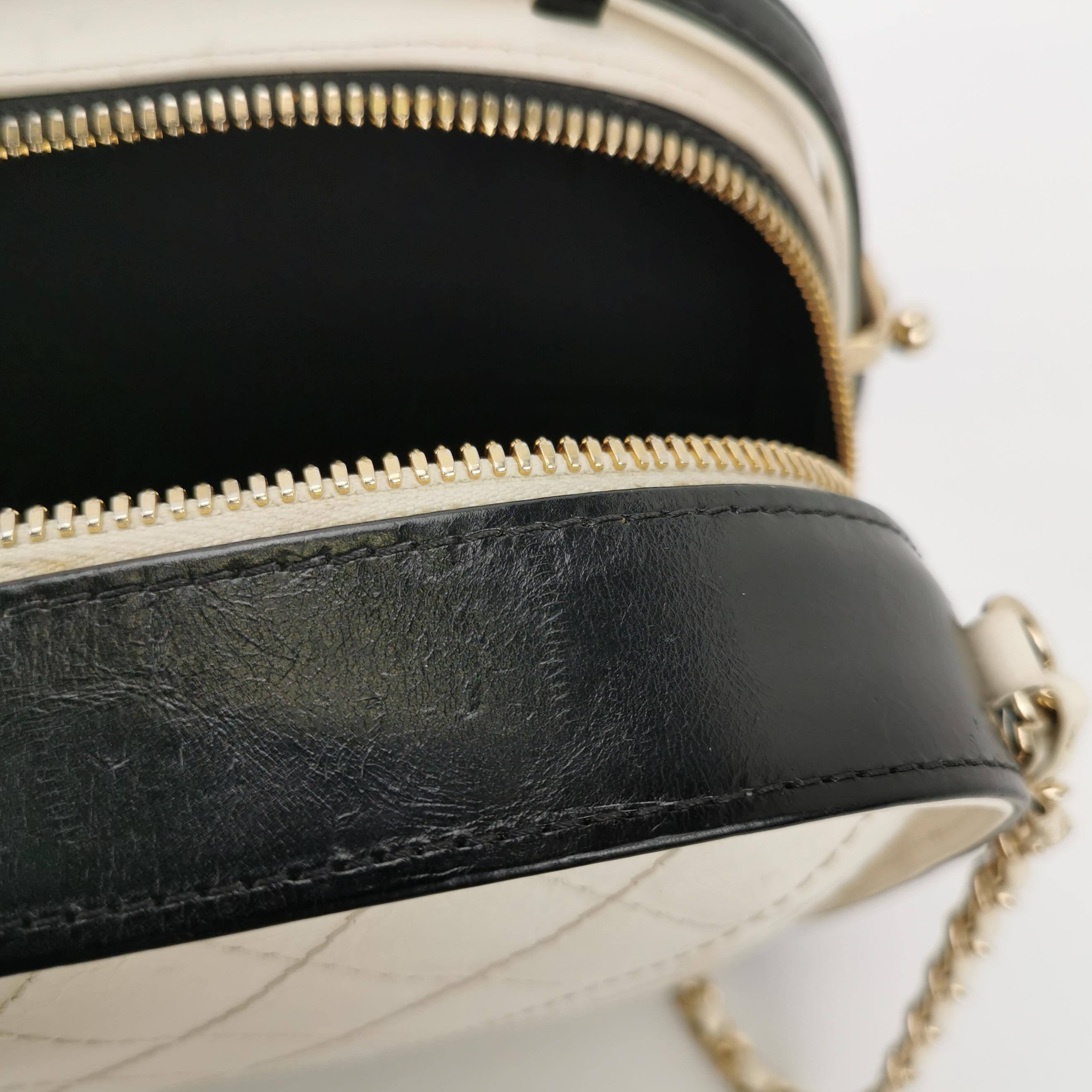 Chanel White and Black Small Crumpled Calfskin Vanity Case Crossbody Bag 7