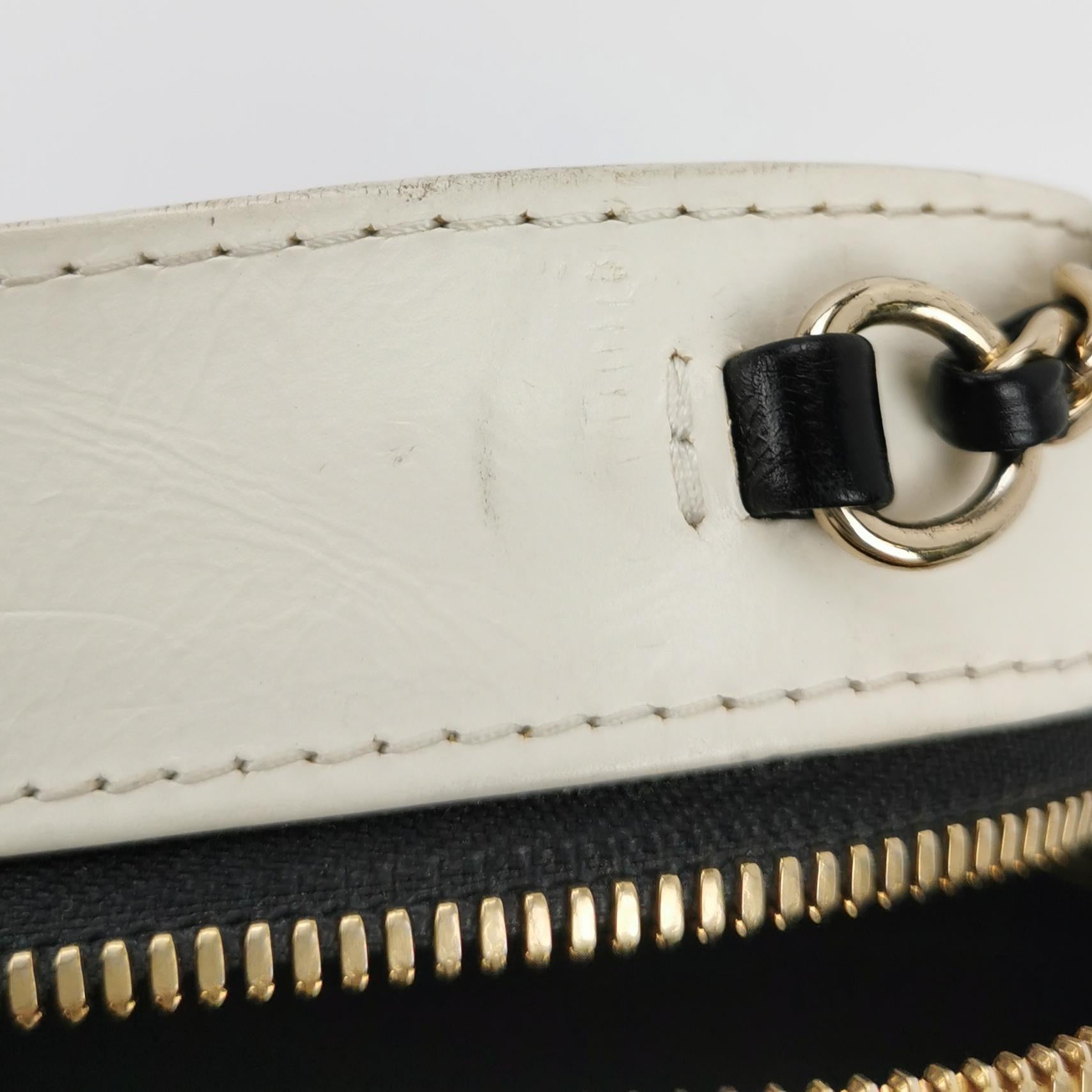 Chanel White and Black Small Crumpled Calfskin Vanity Case Crossbody Bag 9