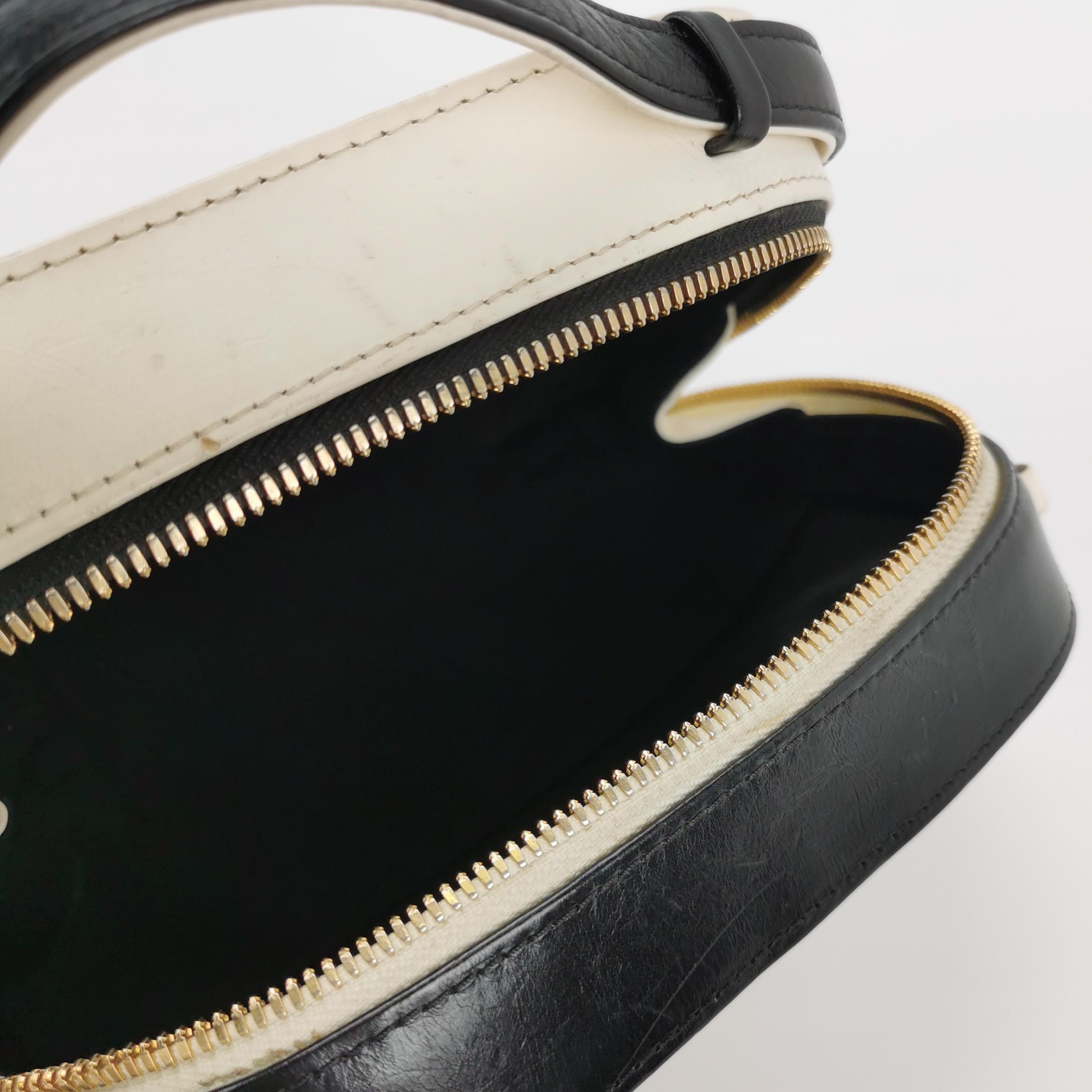 Chanel White and Black Small Crumpled Calfskin Vanity Case Crossbody Bag 3