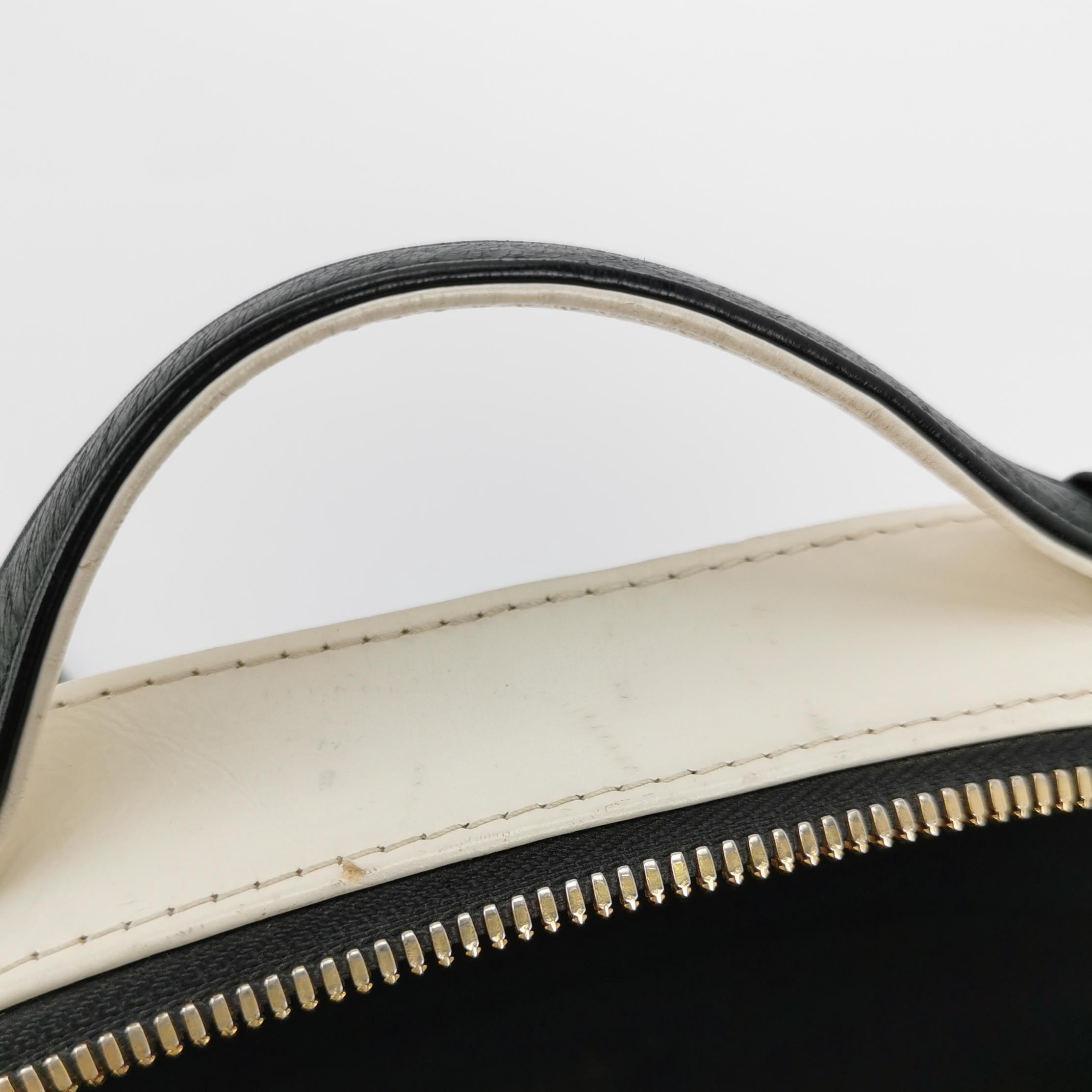 Chanel White and Black Small Crumpled Calfskin Vanity Case Crossbody Bag 4