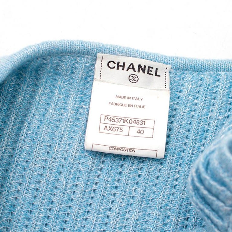Chanel White and Blue Knit Skater Dress US 4 at 1stdibs