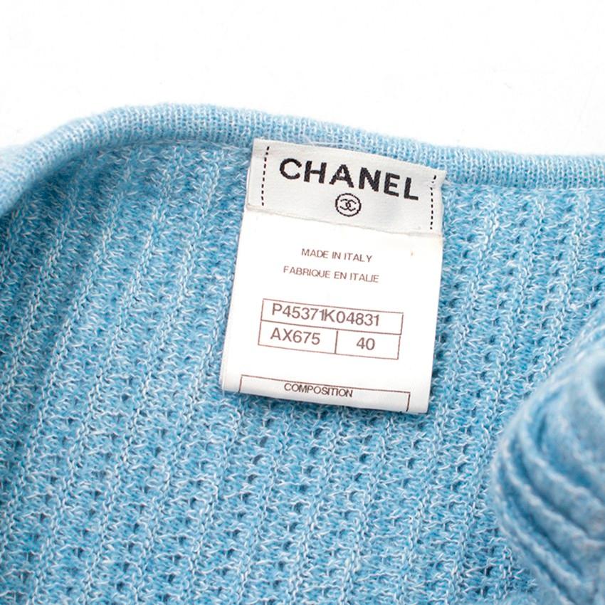 Chanel White and Blue Knit Skater Dress US 4 For Sale 1
