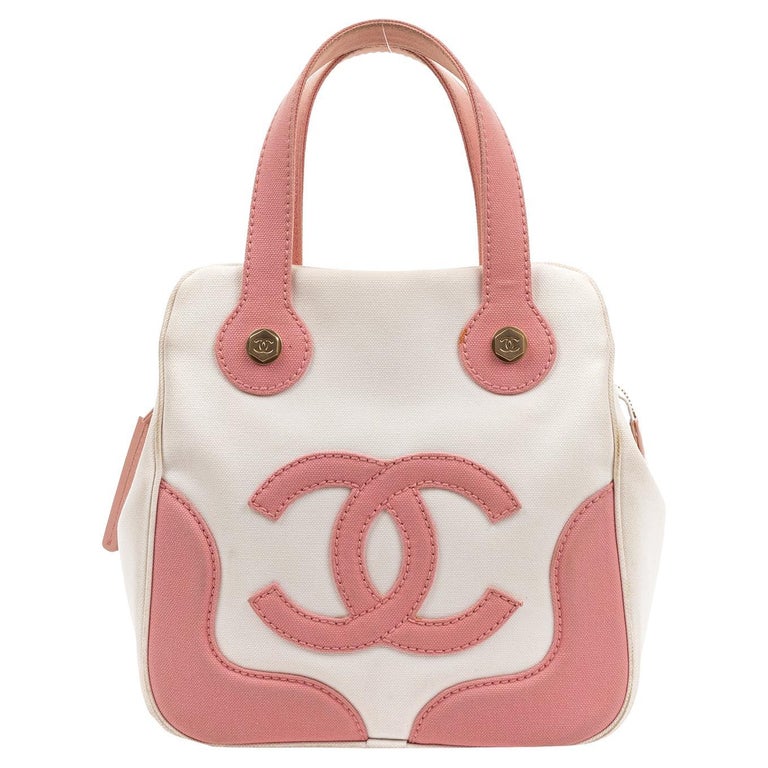Chanel White and Pink CC Mini Tote at 1stDibs