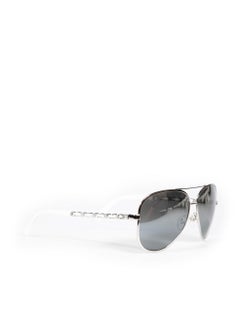 Chanel White Aviator Mirrored Sunglasses