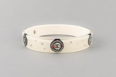 Chanel White Bakelite and Rhinestone Bracelet, 2012