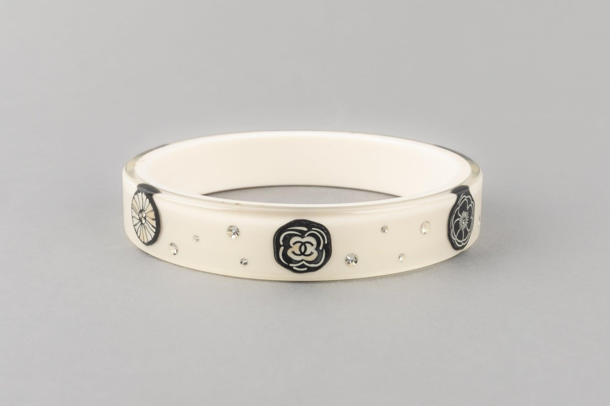 Chanel White Bakelite and Rhinestone Bracelet, 2012 1