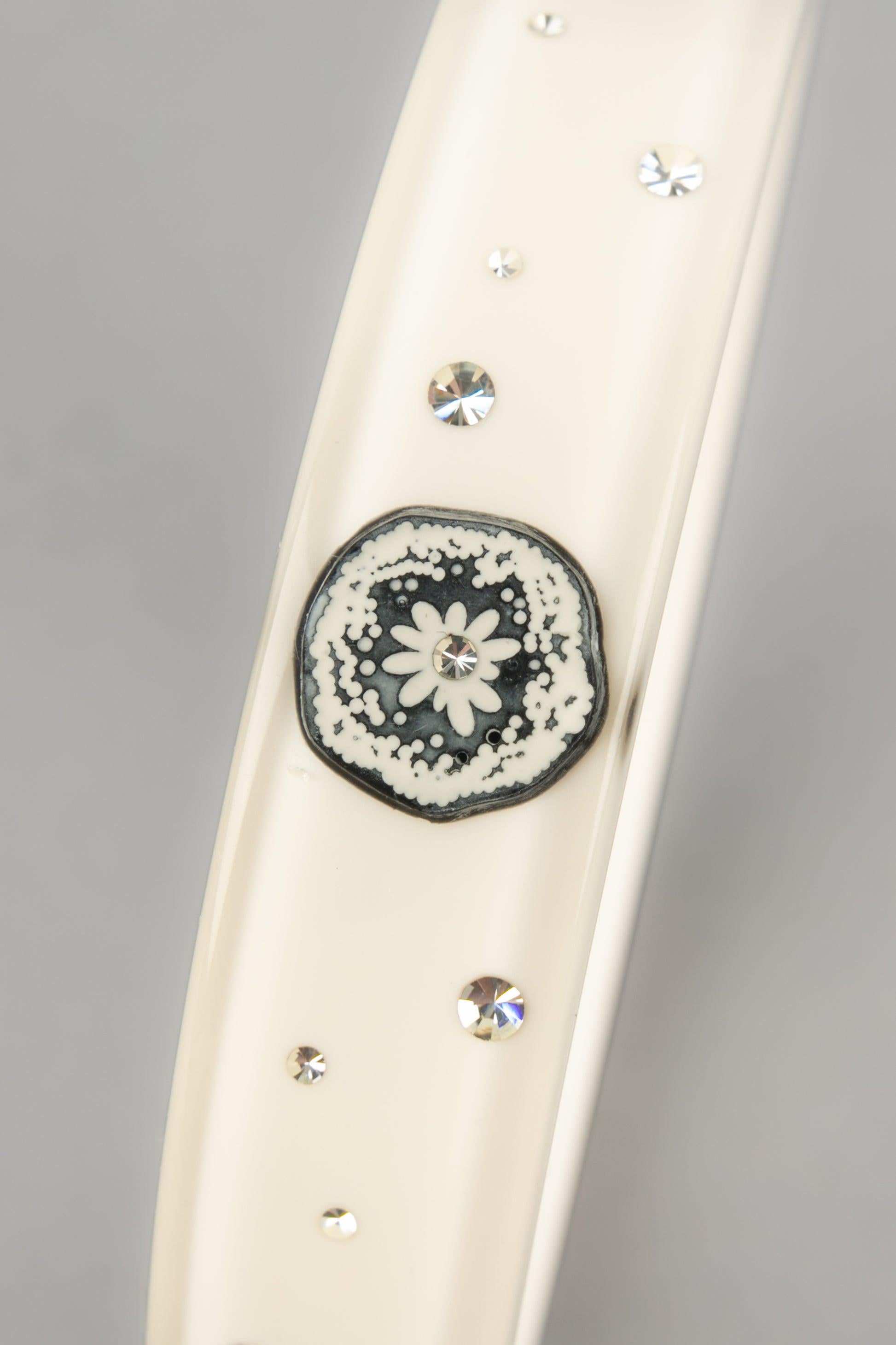 Chanel White Bakelite and Rhinestone Bracelet, 2012 1