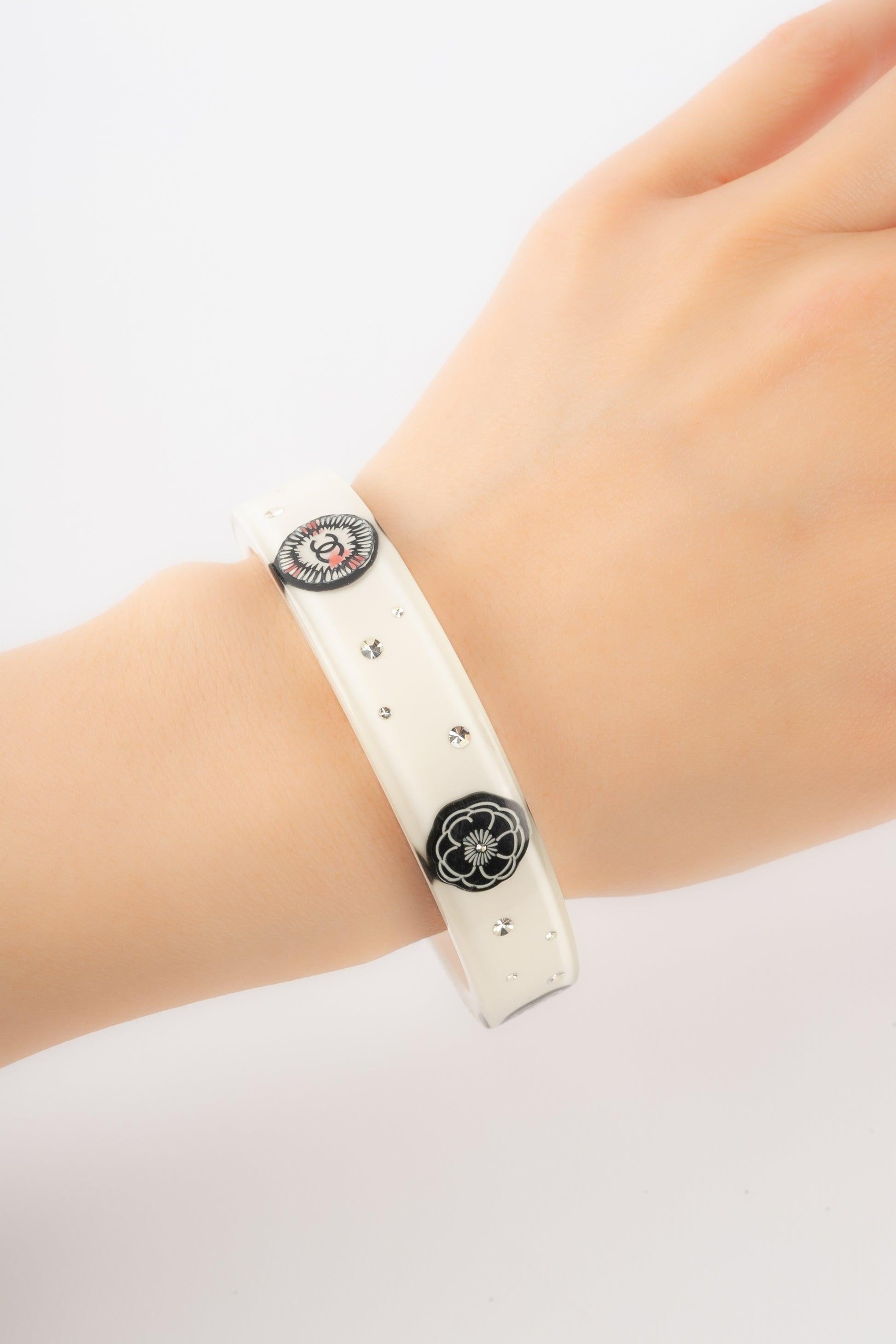 Chanel White Bakelite and Rhinestone Bracelet, 2012 2