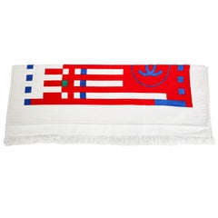 CHANEL White Beach Towel with Multicolored Stripes