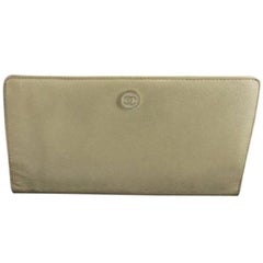 Chanel White Beige Caviar Button Line 219449 Wallet