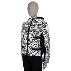 CHANEL white & black 21N COCO NEIGE LOGO SKI Puffer Jacket XS