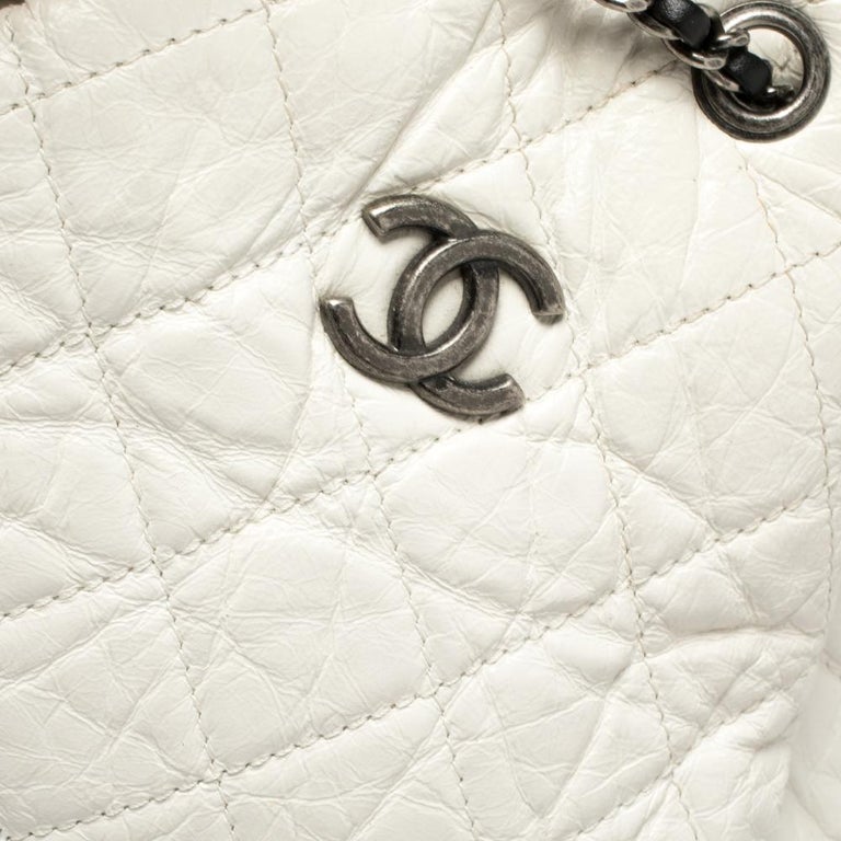 CHANEL Aged Calfskin Quilted Small Gabrielle Backpack White 381950