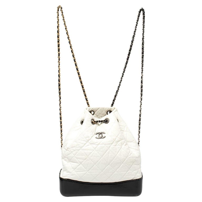 chanel white and black backpack purse