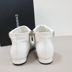 Chanel White Black Ankle Boots